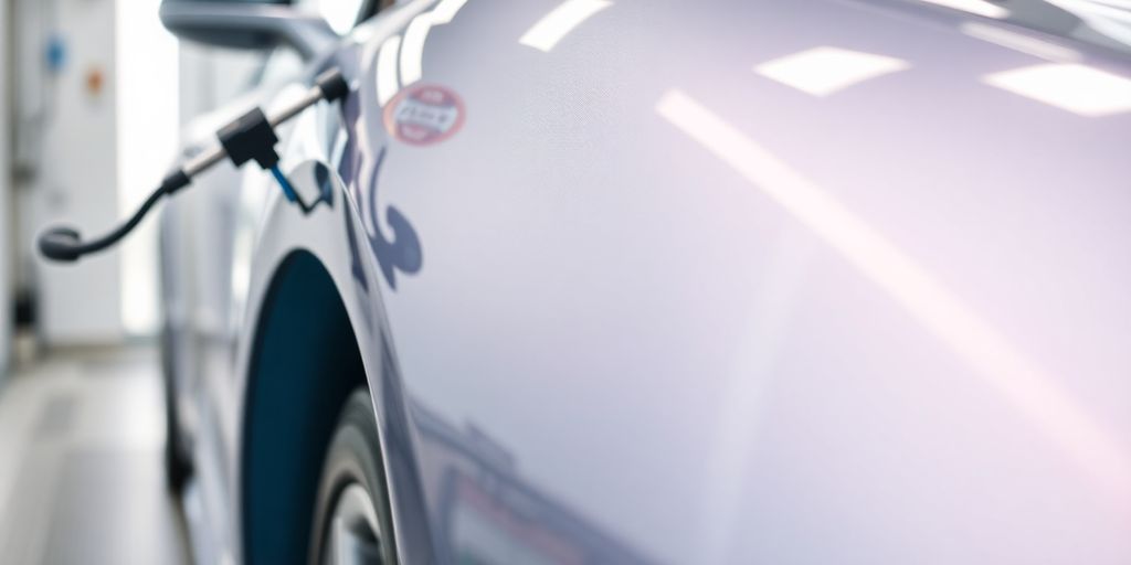 Industrielle Beschichtung auf einer modernen Automobiloberfläche.